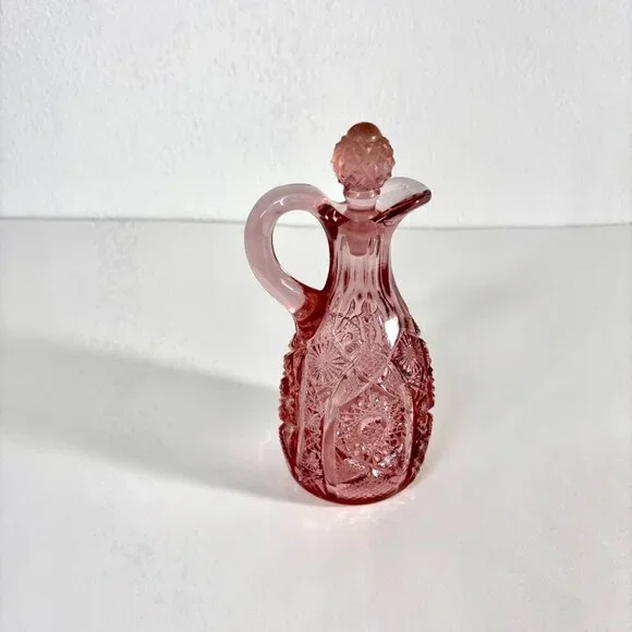 Vintage Pink Imperial Glass Cruet & Perfume Bottle | 1940-50s - Picture 1 of 4